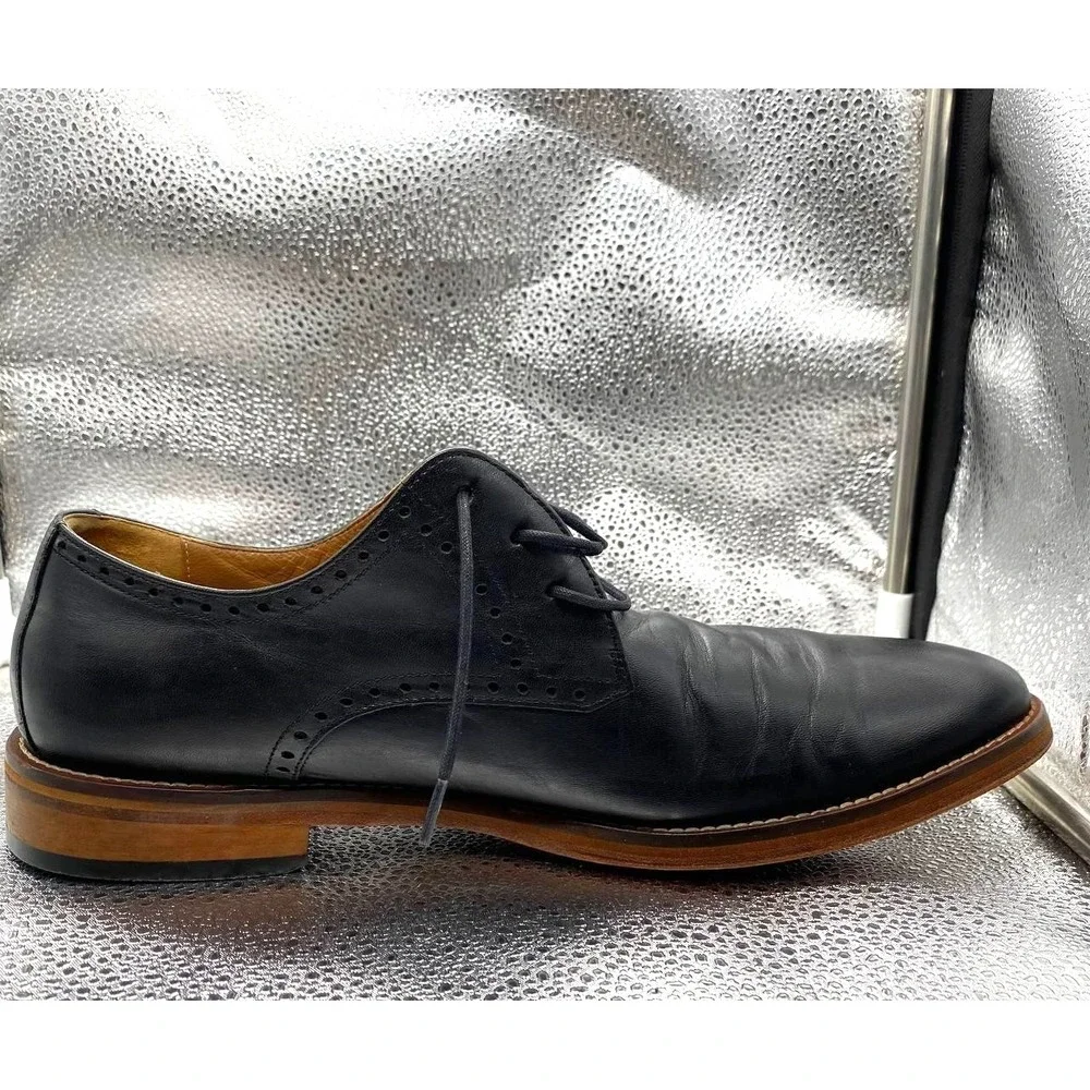 Johnston & Murphy Tyson Plain Toe Shoes Mens 10.5 Black Leather Dress Lace Up